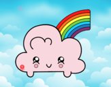 Nube con arco iris kawaii