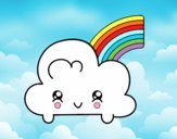 Nube con arco iris kawaii