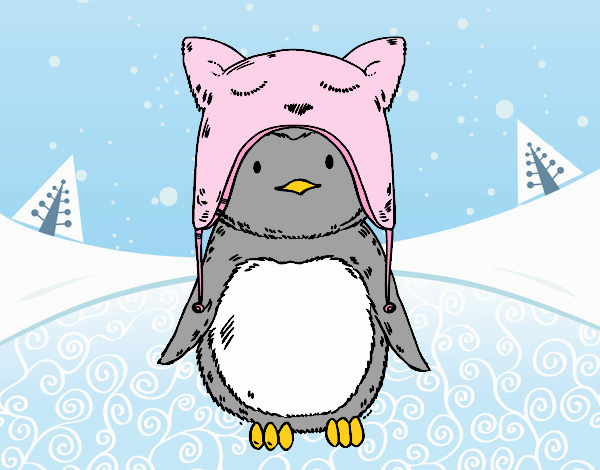 Pingüino con gorrito divertido