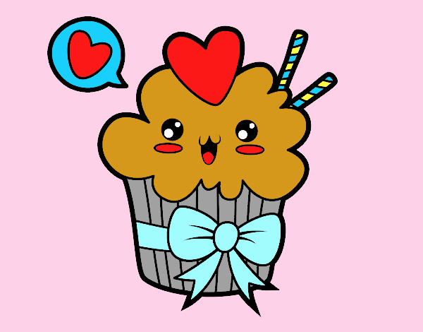 Cupcake kawaii con lazo