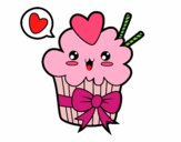 Cupcake kawaii con lazo