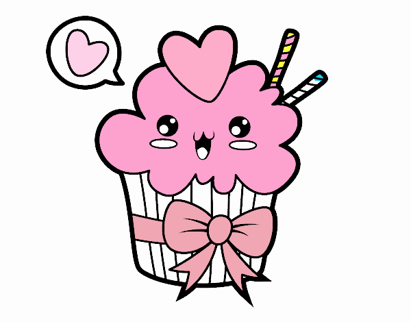 Cupcake kawaii con lazo