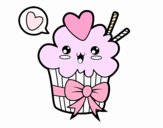 Cupcake kawaii con lazo