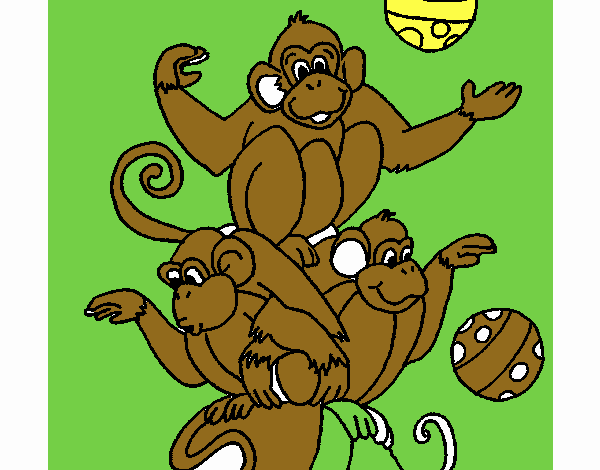 Monos haciendo malabares