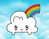 Nube con arco iris kawaii