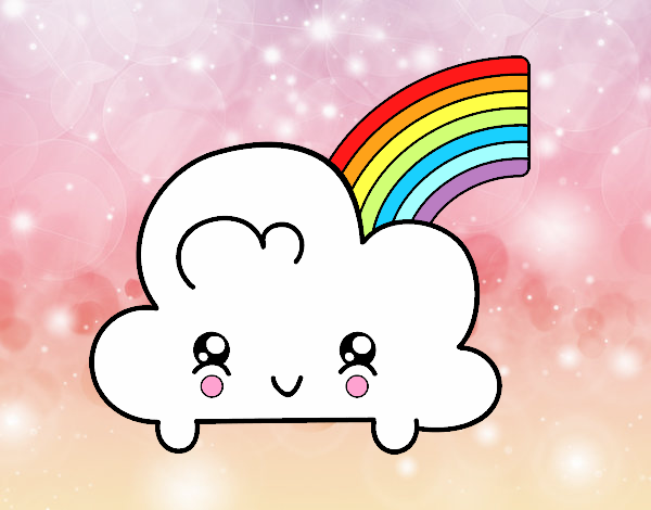 Nube con arco iris kawaii