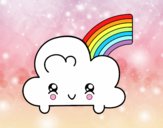 Nube con arco iris kawaii