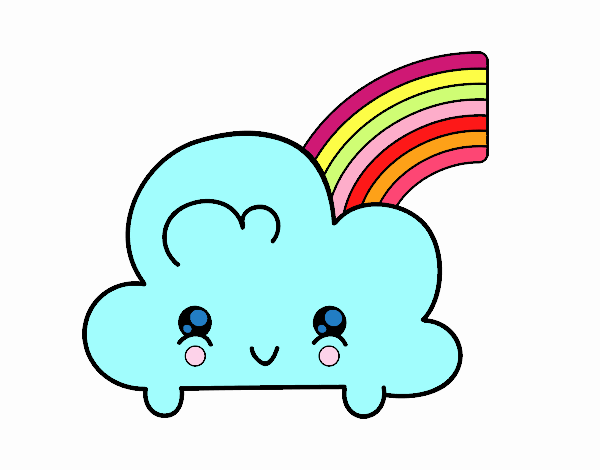 Nube con arco iris kawaii