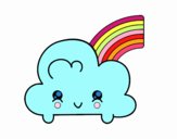 Nube con arco iris kawaii