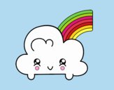 Nube con arco iris kawaii