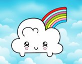 Nube con arco iris kawaii