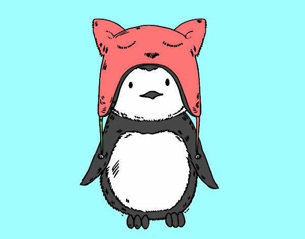 Pingüino con gorrito divertido