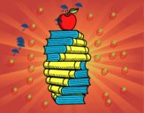 Libros y manzana