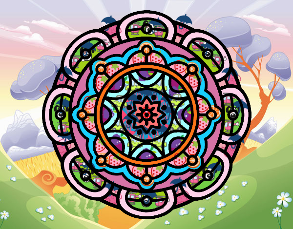 Dibujo Mandala para la relajación mental pintado por Lorelai