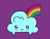 Nube con arco iris kawaii