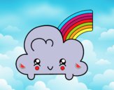 Nube con arco iris kawaii