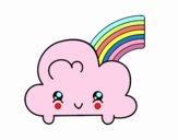 Nube con arco iris kawaii