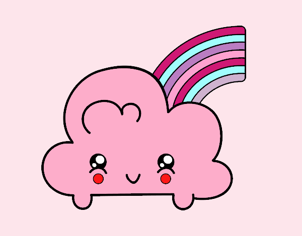 Nube con arco iris kawaii