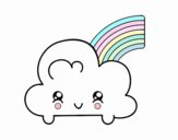 Nube con arco iris kawaii