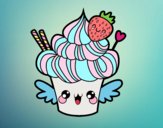 Cupcake kawaii con fresa