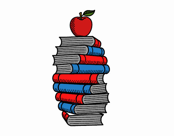 Libros y manzana