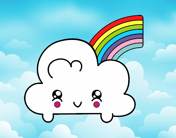 Nube con arco iris kawaii