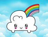 Nube con arco iris kawaii