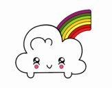 Nube con arco iris kawaii