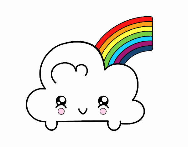 Nube con arco iris kawaii