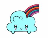 Nube con arco iris kawaii