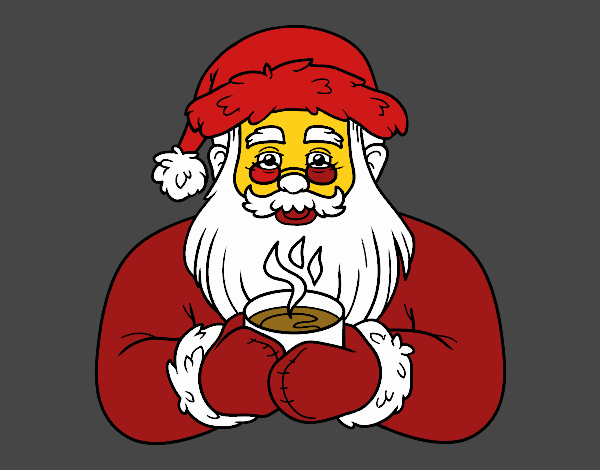 Papá Noel con taza de café