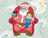 Papá Noel y niño en Navidad