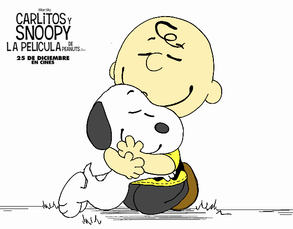 Snoopy y Carlitos abrazados