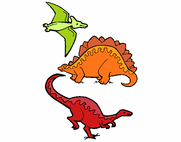 Dibujo de Tres clases de dinosaurios pintado por en  el día  24-07-18 a las 21:10:32. Imprime, pinta o colorea tus propios dibujos!