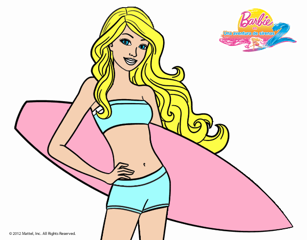 Barbie con tabla de surf