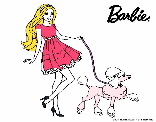 Barbie paseando a su mascota