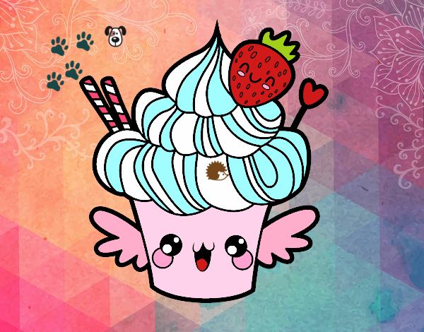 Cupcake kawaii con fresa