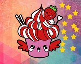 Cupcake kawaii con fresa