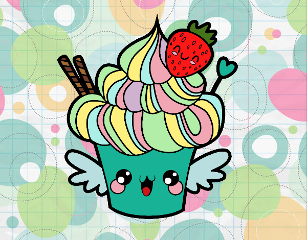 Cupcake kawaii con fresa