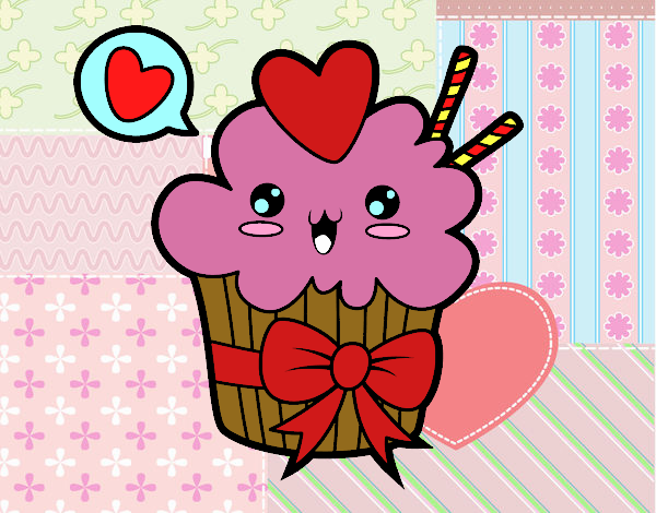 Cupcake kawaii con lazo