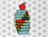 Libros y manzana