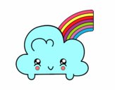 Nube con arco iris kawaii