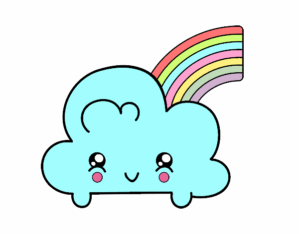 Nube con arco iris kawaii