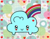 Nube con arco iris kawaii