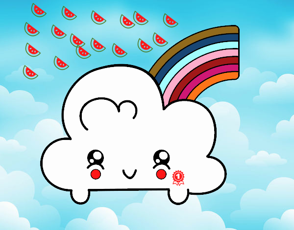 Nube con arco iris kawaii