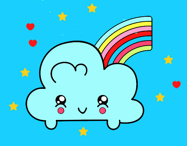 Nube con arco iris kawaii