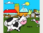 Vaca en la granja