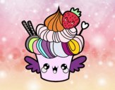 Cupcake kawaii con fresa