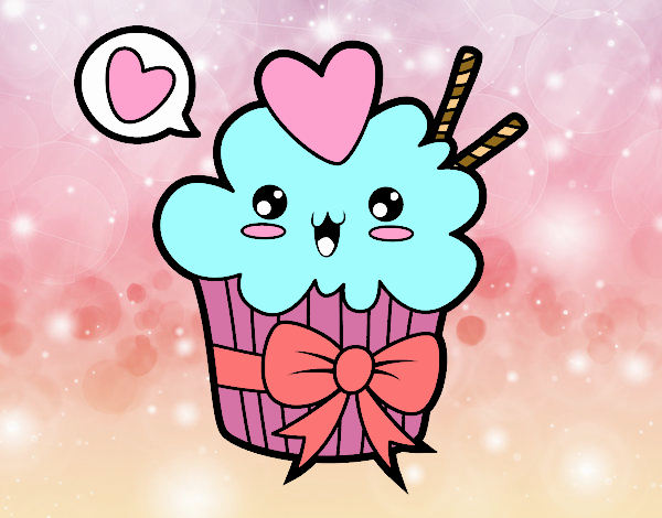 Cupcake kawaii con lazo