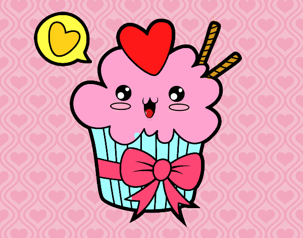 Cupcake kawaii con lazo